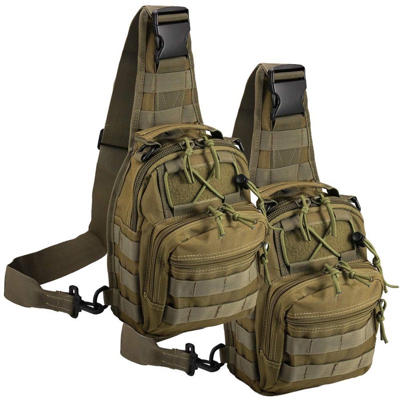 Novemkada Tactical Shoulder Bag,1000D Outdoor Military Molle Sling Backpack Sport Chest Pack Daypack Bags for Camping, Hiking, Trekking, Rover Sling (Green and Green) - Image 1